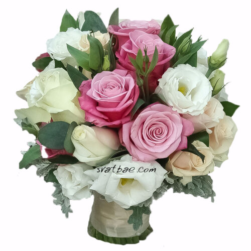 Булчински букет “Сенецио с рози” Булчински букет “Сенецио с рози”