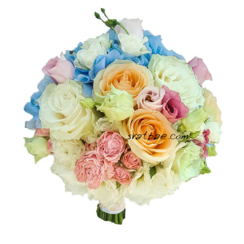 Булчински букет “Бонбонено синьо”