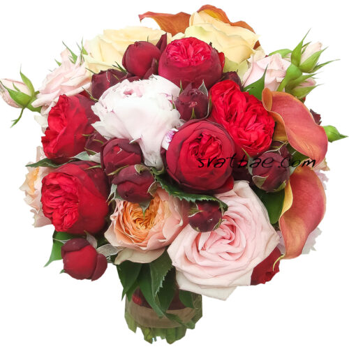 Булчински букет “Червен романс” Булчински букет “Червен романс”